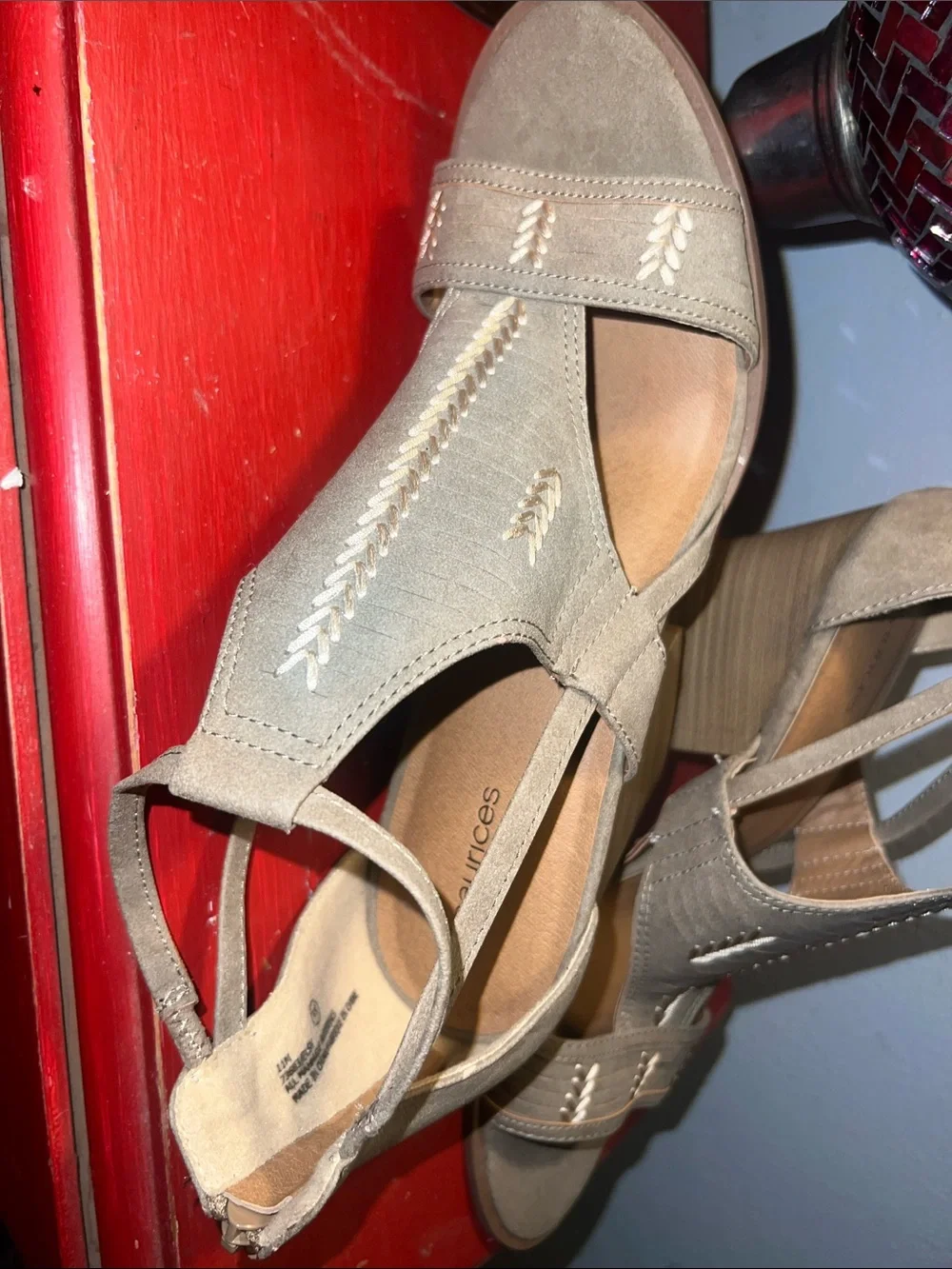 Maurices Elsy Arrow Embroidered Strappy Sandal.